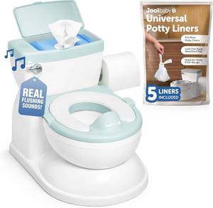 lot 7156 image: Jool Baby Real Feel 2-in-1 Potty with Wipes Storage & Flushing