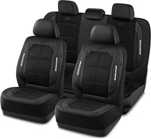 lot 7159 image: $80 Skechers Air-Cooled & Memory Foam Seat Covers, Leather, Black