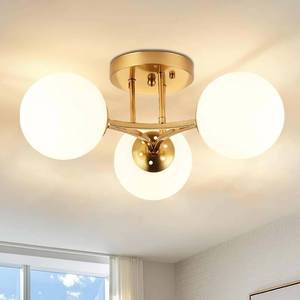 lot 7165 image: $100 Bagood 3-Light Globe Ceiling Light with Milk Glass Shade