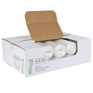 lot 7169 image: TYPLASTICS 40-45 Gallon Clear Trash Can Liners, 40 x 48, 250