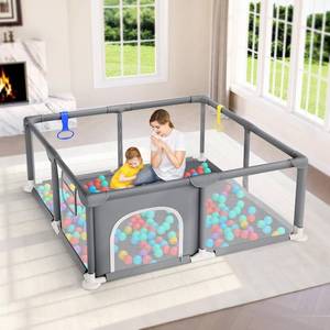 lot 7179 image: Dripex 47x47 Baby Playpen - IndoorOutdoor Safe Play Yard, Grey