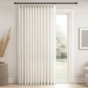 lot 7188 image: Topfinel 108-Inch Pinch Pleated Linen Curtains, 1 Panel, Natural