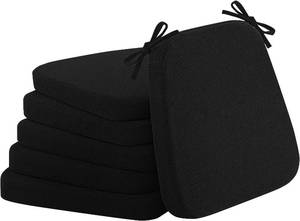 lot 7200 image: $70 Dining Chair Cushions Set of 6, 2 Thick Foam Pads, 17x16, Black