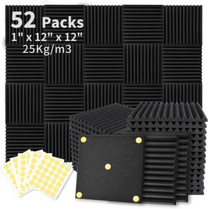 lot 7201 image: Focusound 52-Pack Acoustic Foam Panels 1x12x12, Noise-Canceling