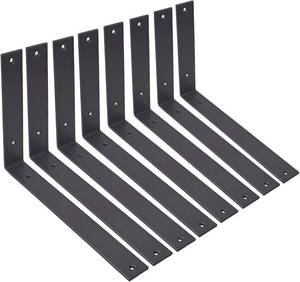 lot 7209 image: 12-Inch L-Brackets for Shelves, Heavy Duty Black Metal, 5mm Thick
