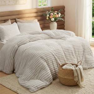 lot 7212 image: $49 Bedsure Comforter Set Queen Size - GentleSoft 3-Piece Fleece