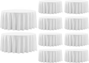 lot 7220 image: $101 Round Tablecloth 10 Pack 108-Inch White Washable LinenPolyester