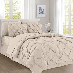 lot 7242 image: $65 Elegant Comfort 7-Piece Pinch Pleated Comforter Set - Bed in a Bag
