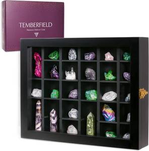 lot 7246 image: $65 Wooden Rock Display Case with Shelves, Real Glass Door, see note