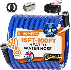 lot 7265 image: $86 30FT Heated Water Hose for RV, -45 F Antifreeze, 4.0 Upgraded