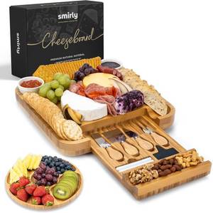 lot 7269 image: SMIRLY Charcuterie Large Bamboo Cheese Board Set for Serving
