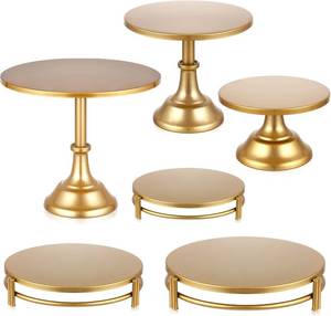 lot 7271 image: $86 Tioncy 6-Piece Gold Cake Stand Set, Round Metal Dessert Display