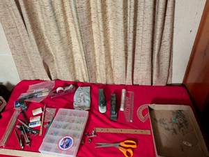 lot 32 image: Mixed Office and Craft Supply Lot with Tools and Accessories