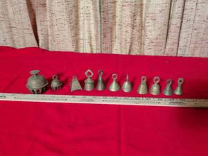 lot 42 image: Collection of Brass Bells and Metal Chimes