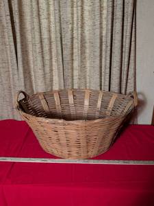 lot 52 image: Large Handwoven Wicker Gathering Basket with Handles