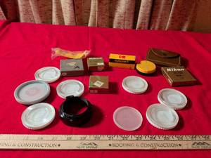 lot 60 image: Nikon & Kodak Camera Accessories Lot - Lens Caps, Filters, Focusing Screens & More
