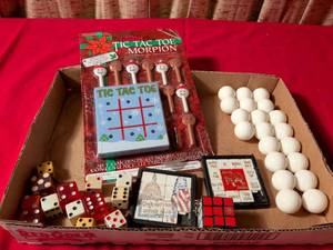 lot 89 image: Mixed Novelty Game Lot - Tic Tac Toe, Dice, Puzzle Tiles, Marbles and More