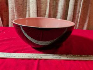 lot 95 image: Marshall Pottery Large Mixing Bowl Pink Interior Dark Exterior
