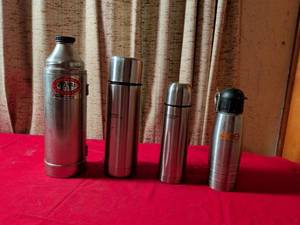 lot 110 image: Lot of 4 Stainless Steel Thermoses and Insulated Bottles