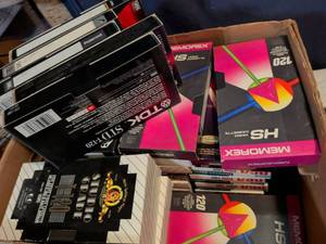 lot 123 image: Large Lot of Blank and Recorded VHS Tapes - Memorex, TDK, RCA, Sony, Polaroid, Kodak