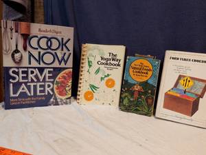 lot 128 image: Lot of 4 Classic Cookbooks - Readers Digest, Yoga Way, NY Times Natural Foods & Ford Times