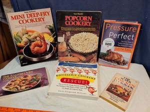 lot 132 image: Lot of 6 Specialty Cookbooks - Deep Fry, Popcorn, Pressure Cooker, Chicken & More