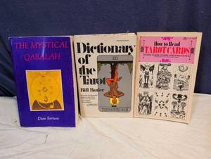 lot 198 image: Lot of 3 Occult & Tarot Books - Mystical Qabalah, Dictionary of the Tarot, How to Read Tarot Cards