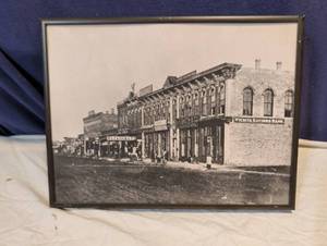 lot 204 image: Wichita Kansas Early Downtown Street Scene Framed Photo