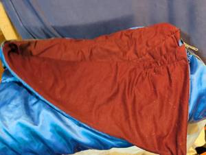 lot 244 image: Blue Satin Sleeping Bag with Red Flannel Lining