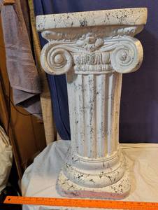 lot 251 image: Ionic Column Pedestal Plant Stand with Faux Marble Finish