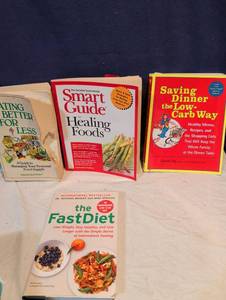 lot 288 image: Lot of 4 Health & Diet Books - Smart Guide to Healing Foods, Saving Dinner the Low-Carb Way, The Fast Diet, Eating Better for Less