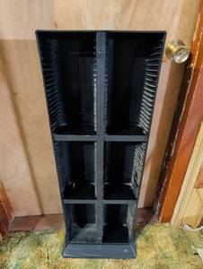 lot 319 image: Black Plastic CD DVD Tower Storage Rack