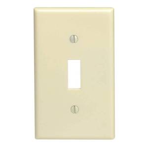 lot 15705 image: Leviton 86001 1-Gang Toggle Device Switch Wallplate  Standard Size  Thermoset  Device Mount, Ivory, 20 Pack