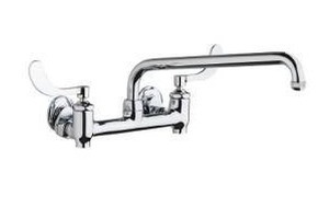 lot 15716 image: Chicago Faucets 640-l12e1-317yab Hot & Cold Water Sink Faucet With Integral Sup