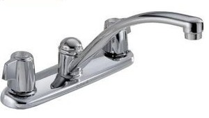 lot 15745 image: Delta 2100LF Classic Two Handle Kitchen Faucet Chrome