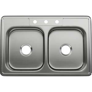 lot 67817 image: Proflo Pfsr332263 Bealeton 33 Inch Drop In Double Basin Stainless Steel Kitchen Sink