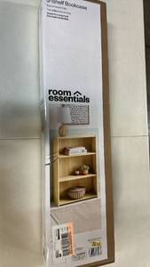lot 2003 image: Room Essentials 3-Shelf Natural Wood Bookcase