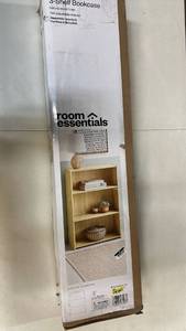lot 2006 image: Room Essentials 3-Shelf Natural Wood Bookcase