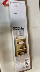 lot 2007 image: Room Essentials 3-Shelf Natural Wood Bookcase