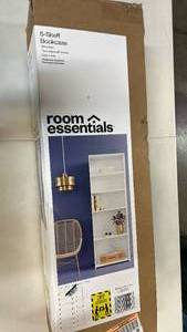 lot 2009 image: Room Essentials 5-Shelf White Bookcase Storage Unit