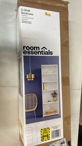 lot 2011 image: Room Essentials 5-Shelf White Bookcase with Adjustable Shelves