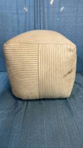 lot 2034 image: Beige Corduroy Cube Ottoman