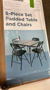 lot 2046 image: 5-Piece Padded Folding Table and Chairs Set