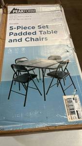 lot 2048 image: PeakForm 5-Piece Folding Table and Chairs Set