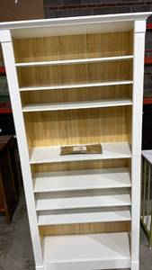lot 3003 image: White Bookshelf with Wood Grain Interior