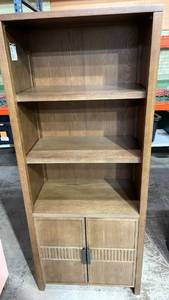 lot 3006 image: Oak Wood Bookcase with Cabinet Storage