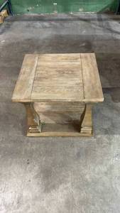 lot 3015 image: Rectangular Wood End Table with Trestle Base