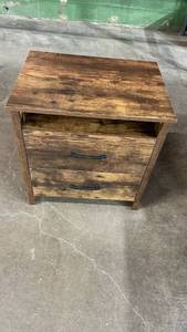lot 3016 image: Wood Nightstand with Two Drawers