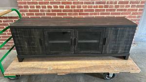 lot 8004 image: Dark Wood TV Stand Media Console Cabinet