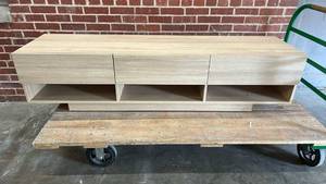 lot 8005 image: Modern Light Wood TV Stand Media Console with Drawers